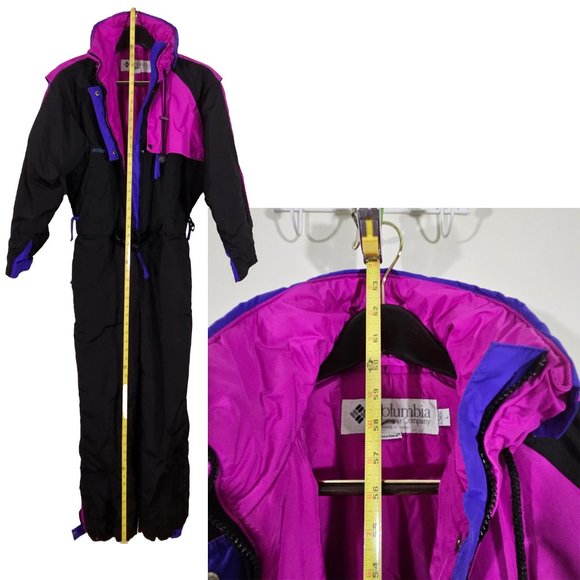 COLUMBIA Radial Sleeve 1-Piece Ski Snow Suit Black with Purple-Pink Colorblock - Picture 12 of 15